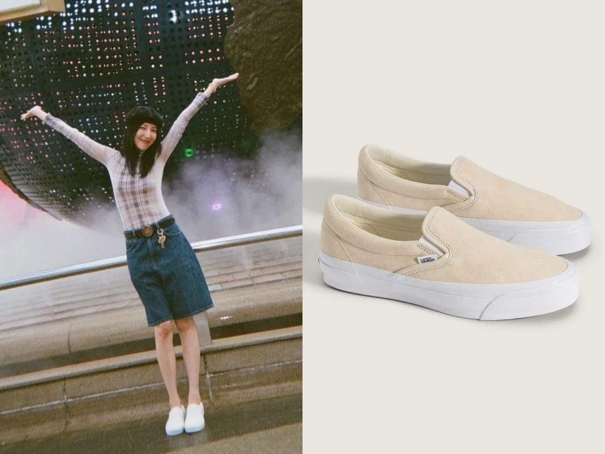 Vans Premium LX Classic Slip-On 98 奶茶色滑板鞋,NT.2,480。(圖/翻攝自IG@cheryllovel0ve、Vans)