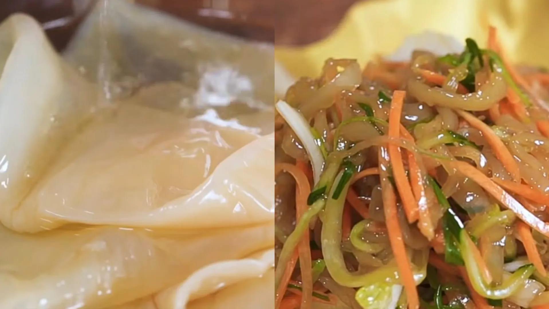 海蜇口感清脆,是年菜中少見清爽的菜餚。(圖/翻攝自YT@Dream Chef Home 夢幻廚房在我家)
