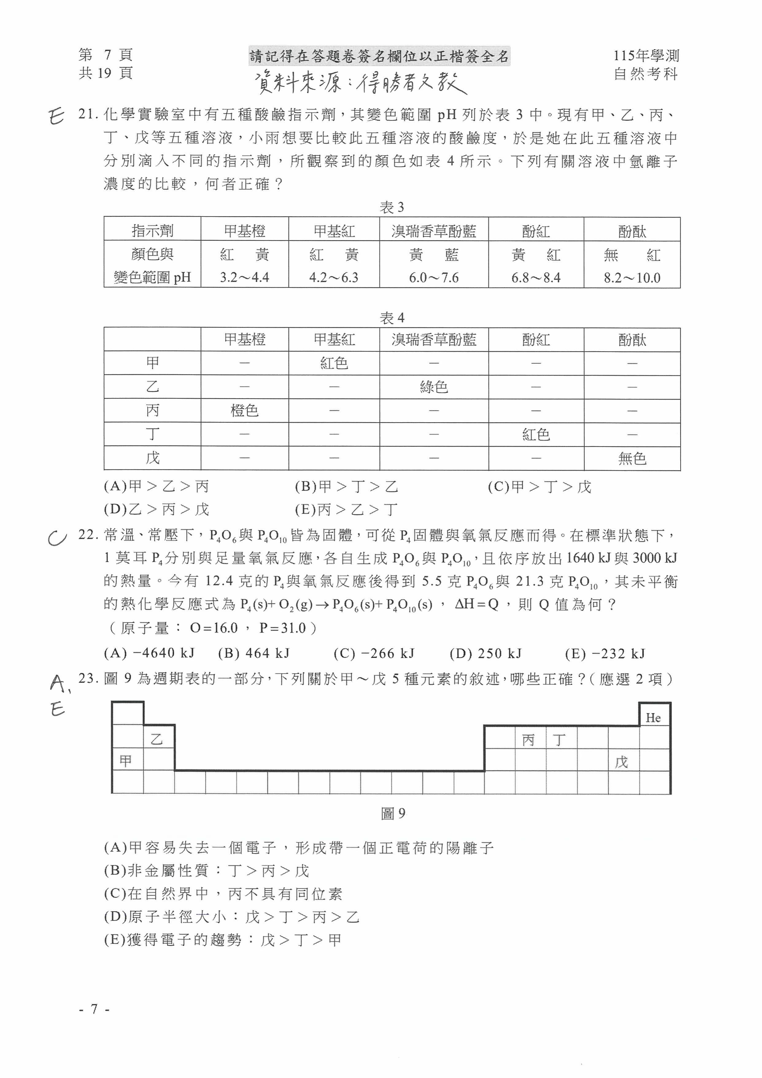 自然科參考解答出爐。（圖／得勝者文教提供）