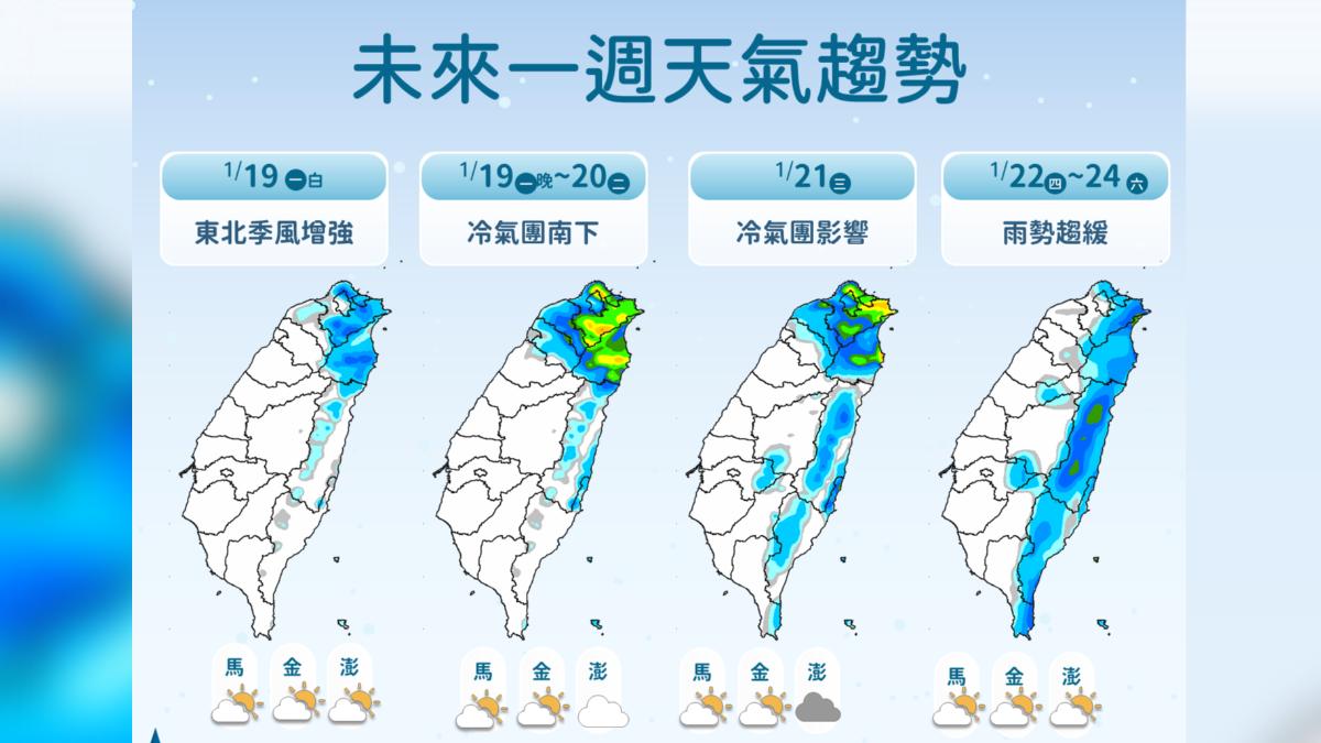 未來一周天氣趨勢。(圖/中央氣象署)