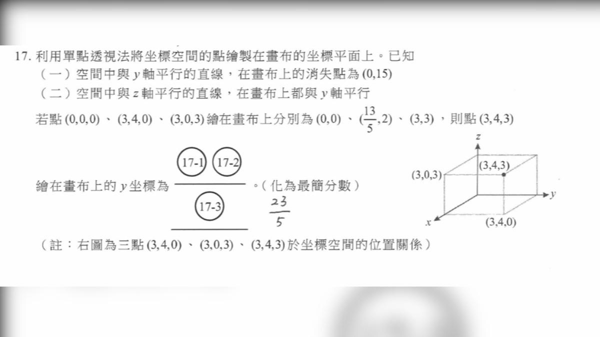 補教老師認為今年數B題目中,17題最難。(圖/得勝者文教提供)