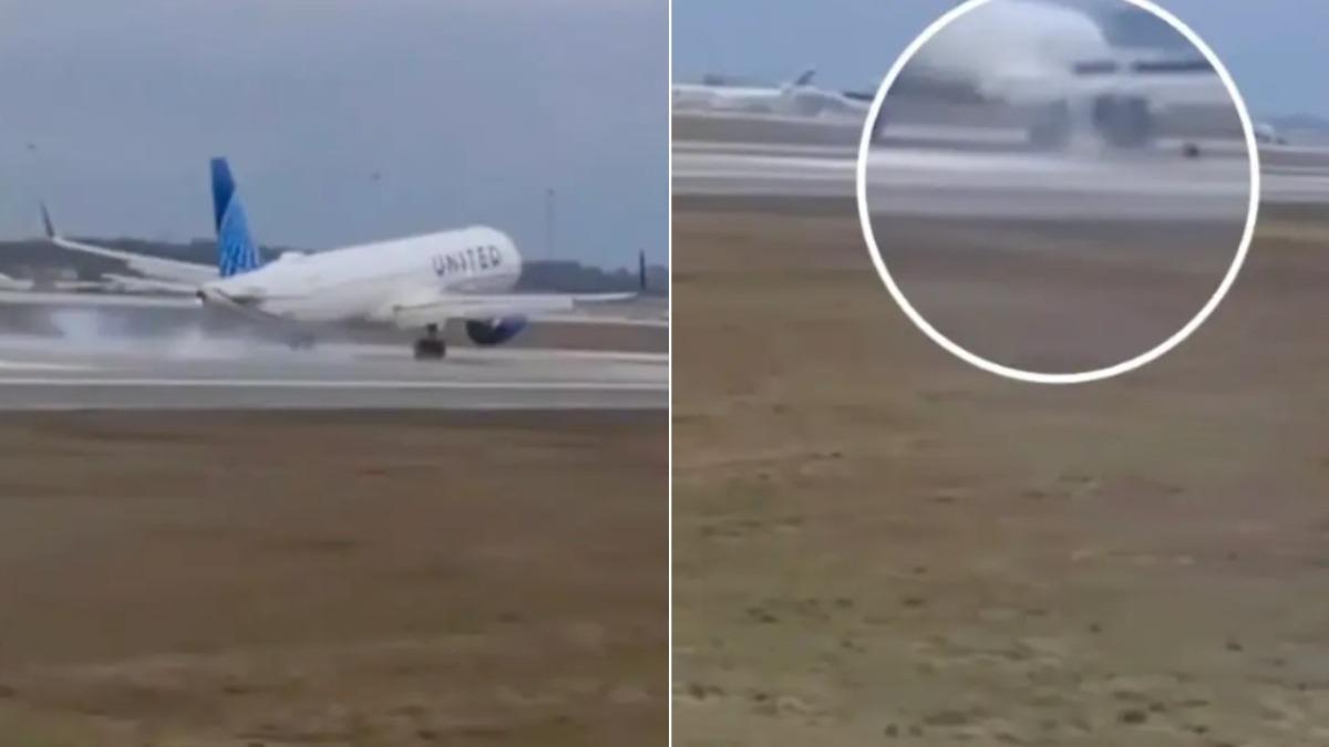 美聯合航空降落「機身彈跳」險失控！　零件噴飛驚險畫面曝