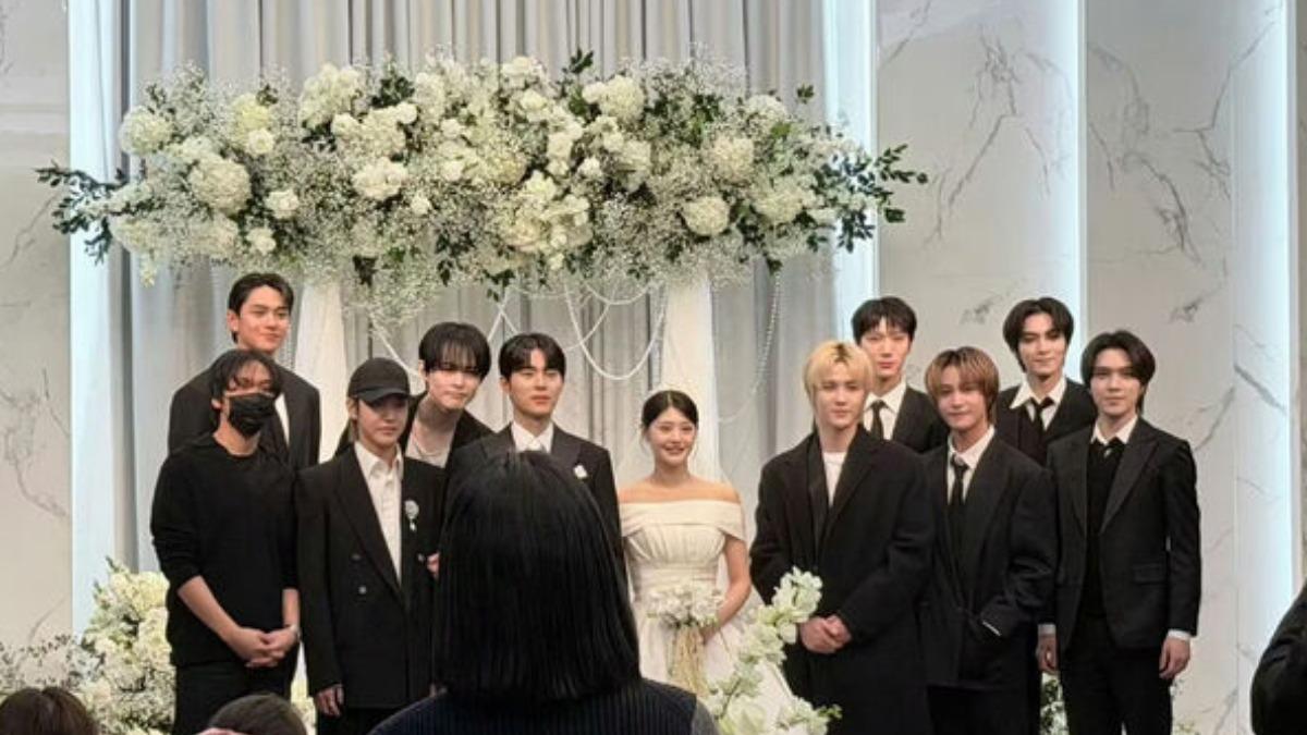 Lucas現身NCT經紀人婚禮,與昔日成員們難得同框。(圖/翻攝自微博)