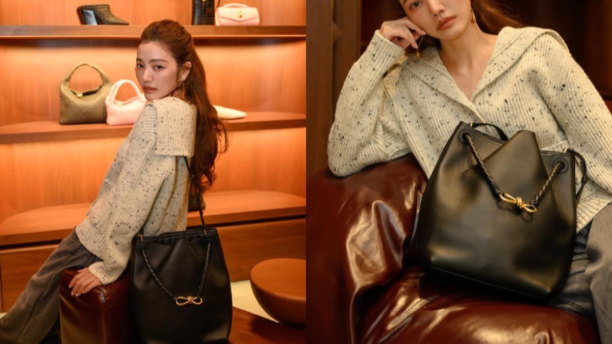 許路兒手上這顆是BOTTEGA VENETA 的 Andiamo水桶包。（圖／翻攝自IG@lurehsu）