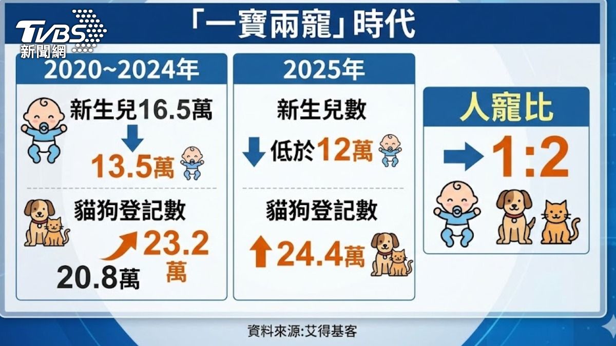 一寶兩寵時代。(圖/AI生成)