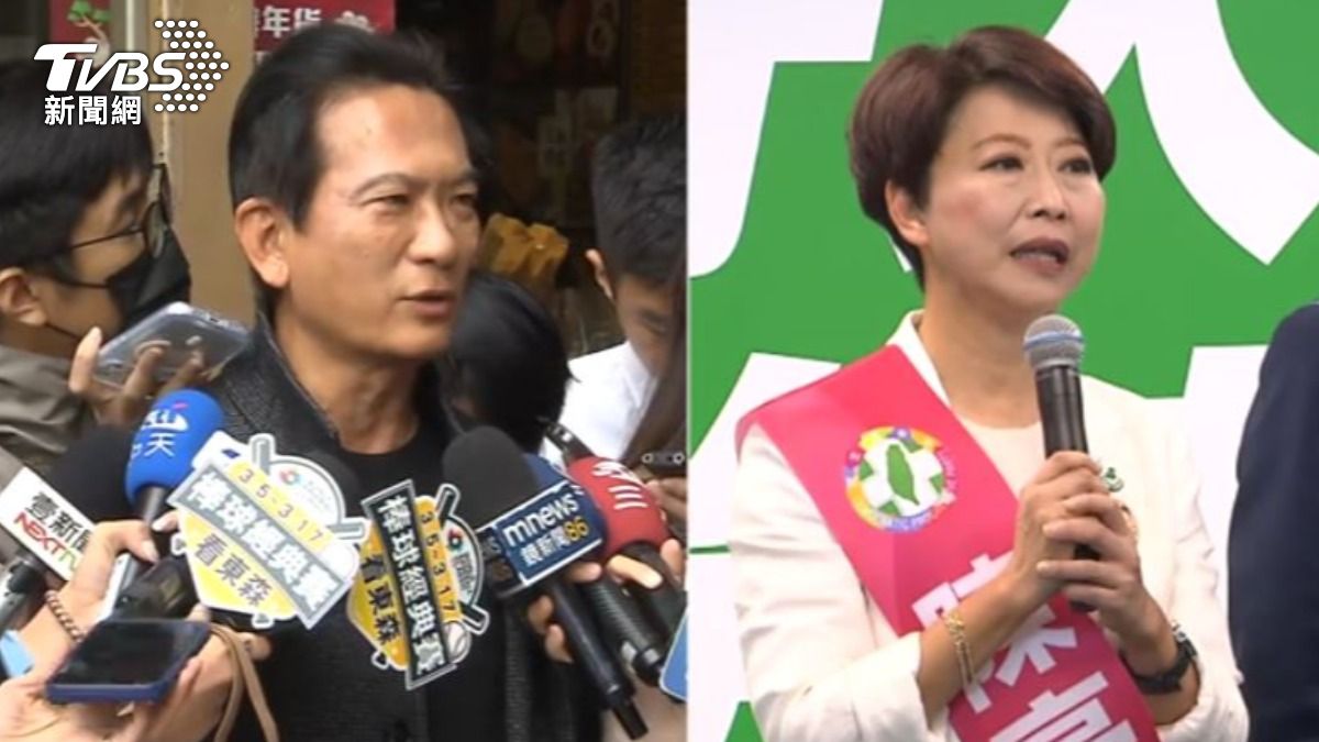 民進黨立委林俊憲與民進黨台南市長參選人陳亭妃。(圖/TVBS)