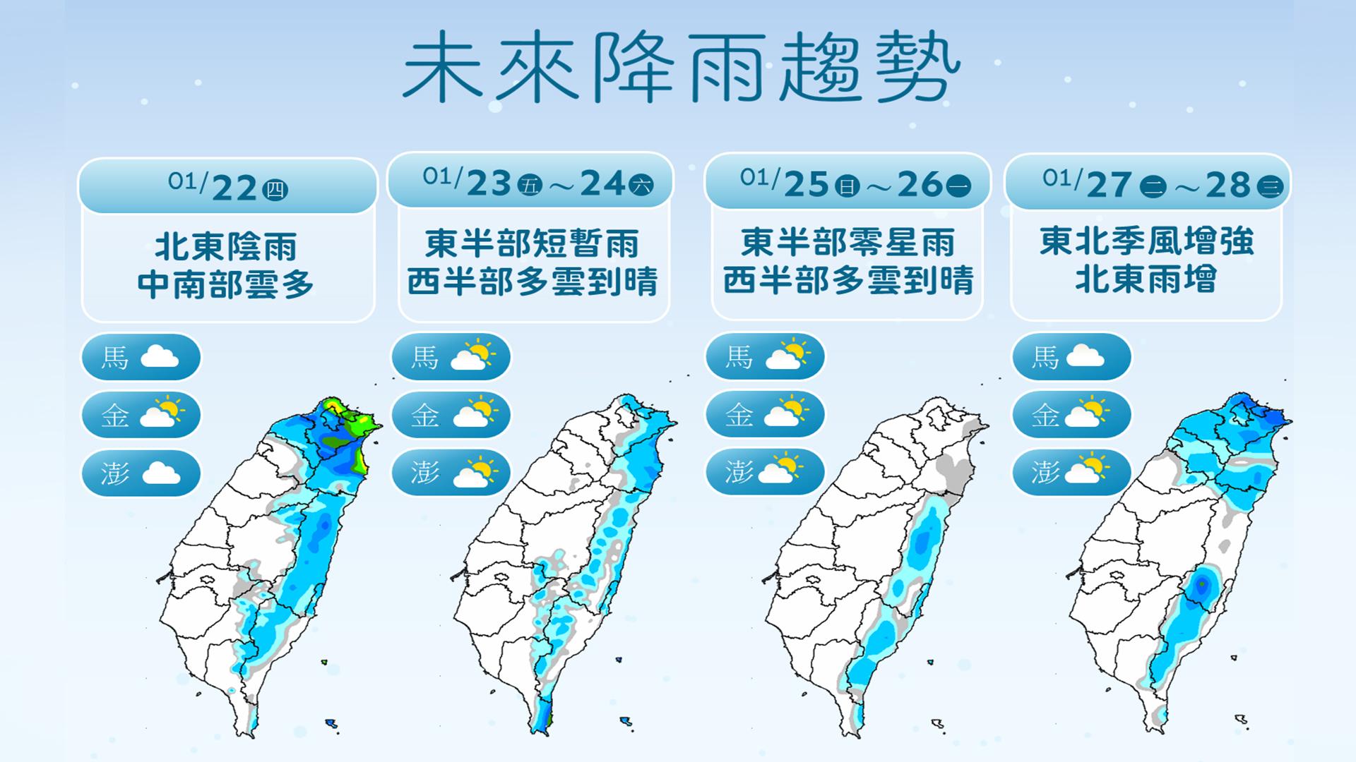 明天天氣-明天的天氣-今天天氣-1/22天氣-週四天氣-星期四天氣-天氣-台灣天氣-明天下雨-0度線