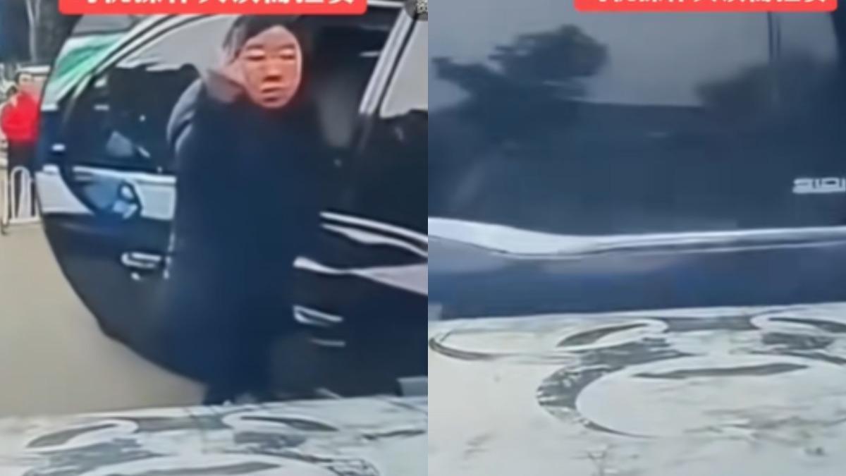 有片/陸女停車擋路口!他按喇叭竟被「比中指」 下秒直接衝撞