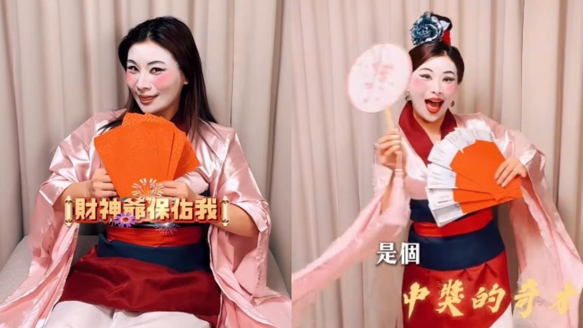 藝人董仔搭上近期尾牙夯曲《以妳為榮》熱潮扮成花木蘭。(圖/翻攝自董仔IG)