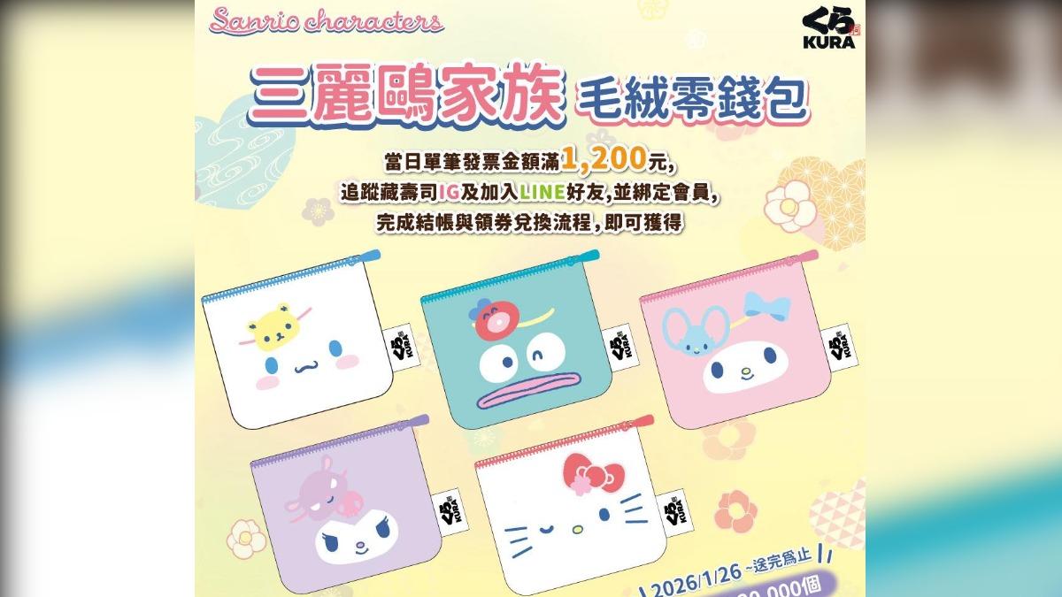 藏壽司攜手三麗鷗家族推出零錢包。(圖/翻攝藏壽司臉書)