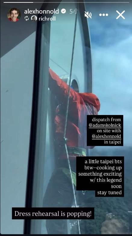  艾力克斯．霍諾德今晨轉發限動。（圖／翻攝自IG@alexhonnold）