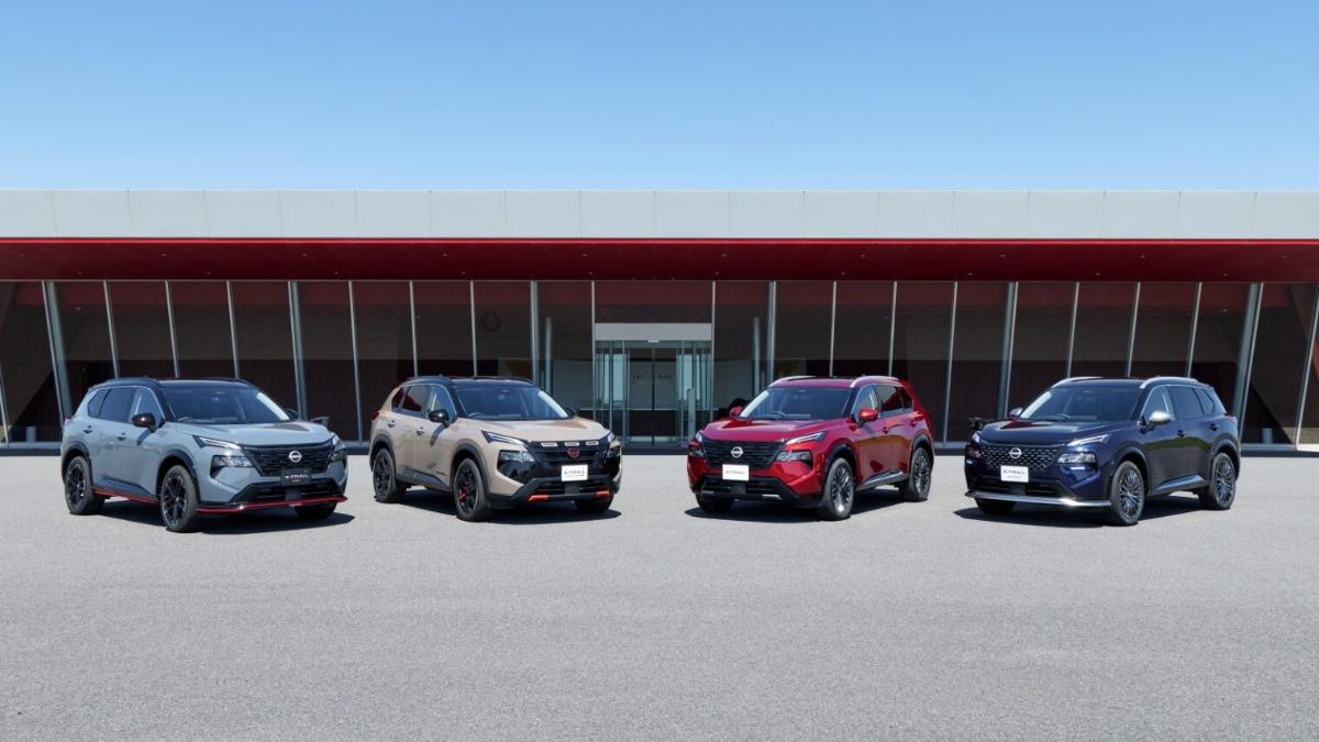 由左至右分別是Nismo、Rock Creek、標準版、Autech Sport Spec車型。(圖/Nissan提供)
