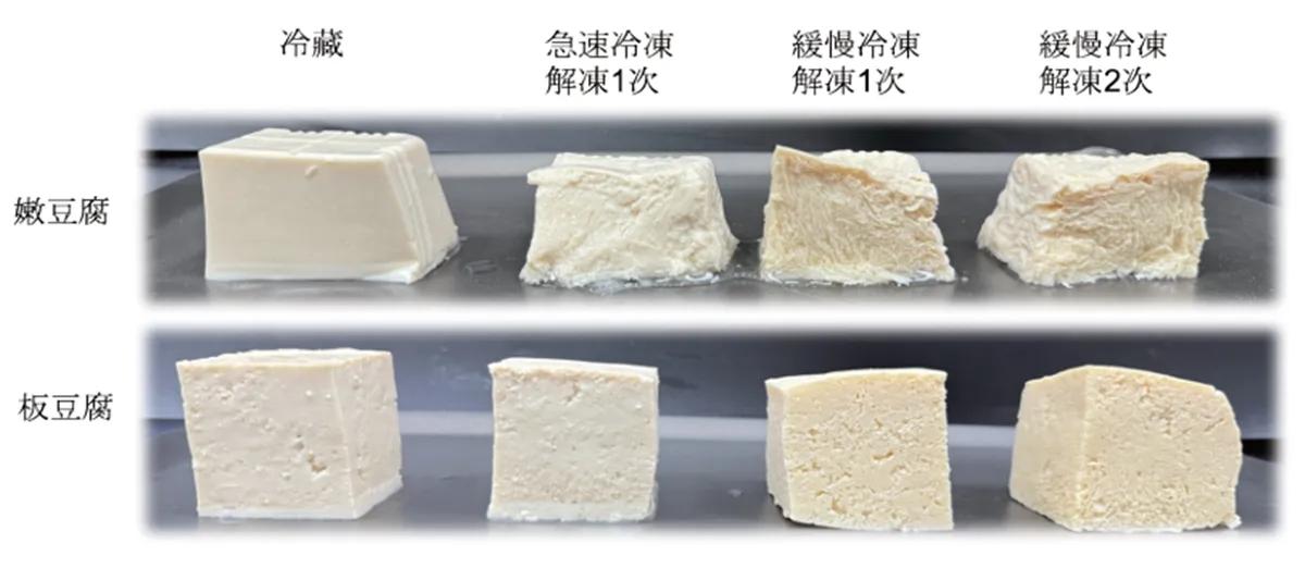 冷凍速度也會影響冰晶大小,進而決定凍豆腐的質地。(圖/桃園農改場提供)