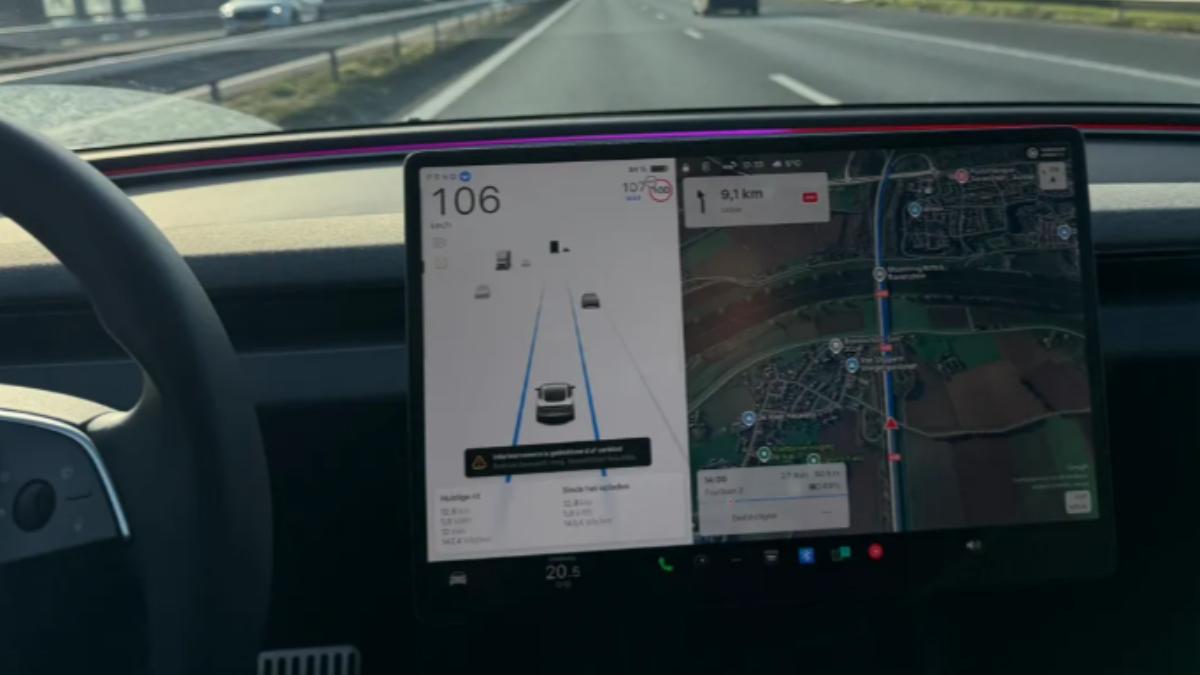 特斯拉「車道自動輔助駕駛」(Autopilot)功能。(圖/翻攝 X @Tesla_NL_TR)