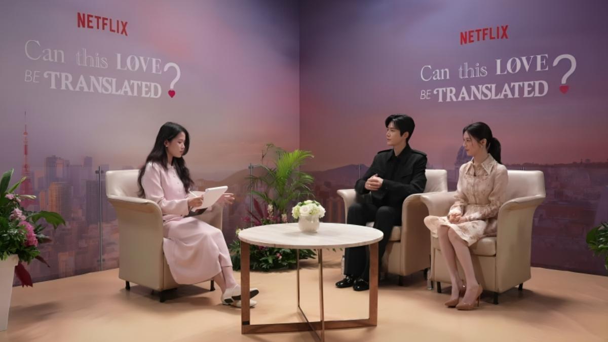 金宣虎、高允貞接受TVBS新聞記者林妤玟專訪。(圖/NETFLIX提供)