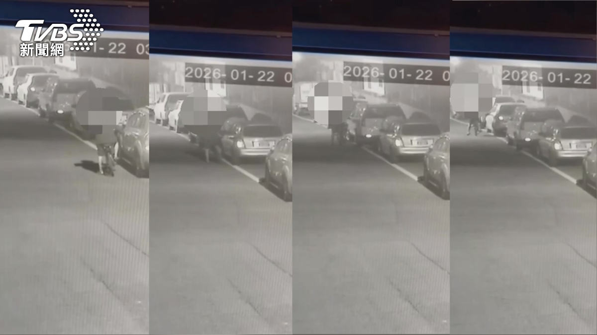 單車男一晚連偷6車，所幸遭竊車主車上都只剩零錢，只讓竊賊得手2055元。（圖／TVBS）