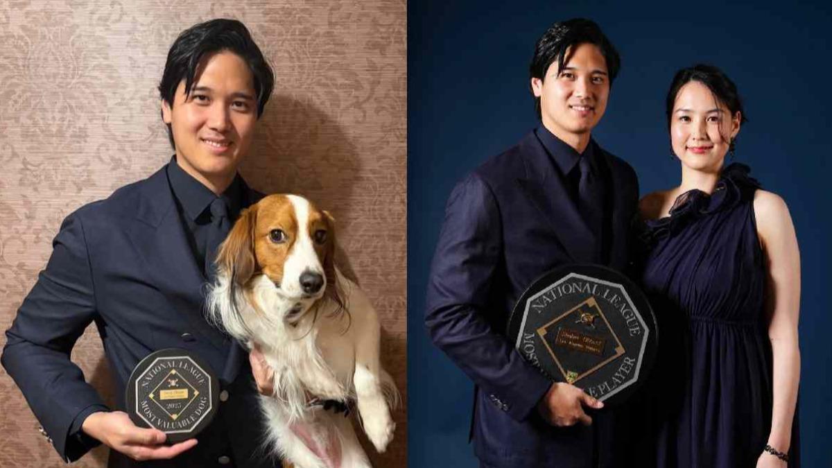 大谷翔平盛裝出席晚宴領MVP獎　全英語致詞感謝家人與隊友
