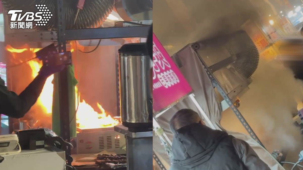 事發原因疑似是作業途中不慎打翻油品，加上下方恰好有滿滿一盆水，油脂噴濺到火網上才釀成這起意外。（圖／翻攝Threads_wei257259.Threads_ysh.nail）
