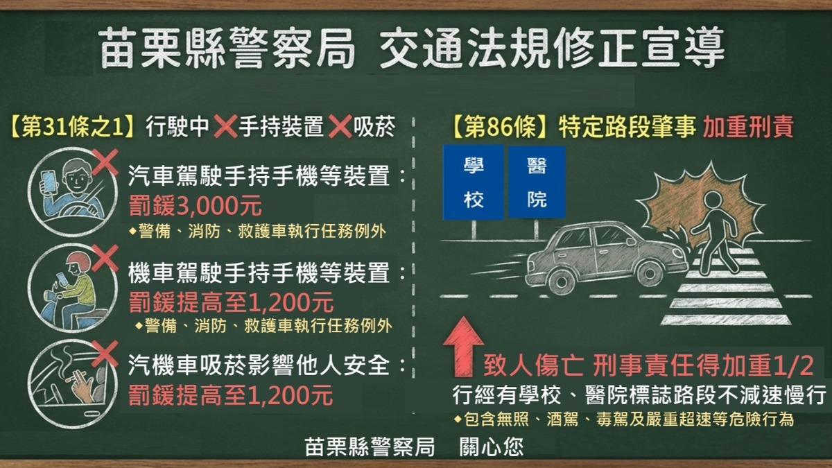 警方說明此次修法重點。(圖/苗栗縣警察局提供)