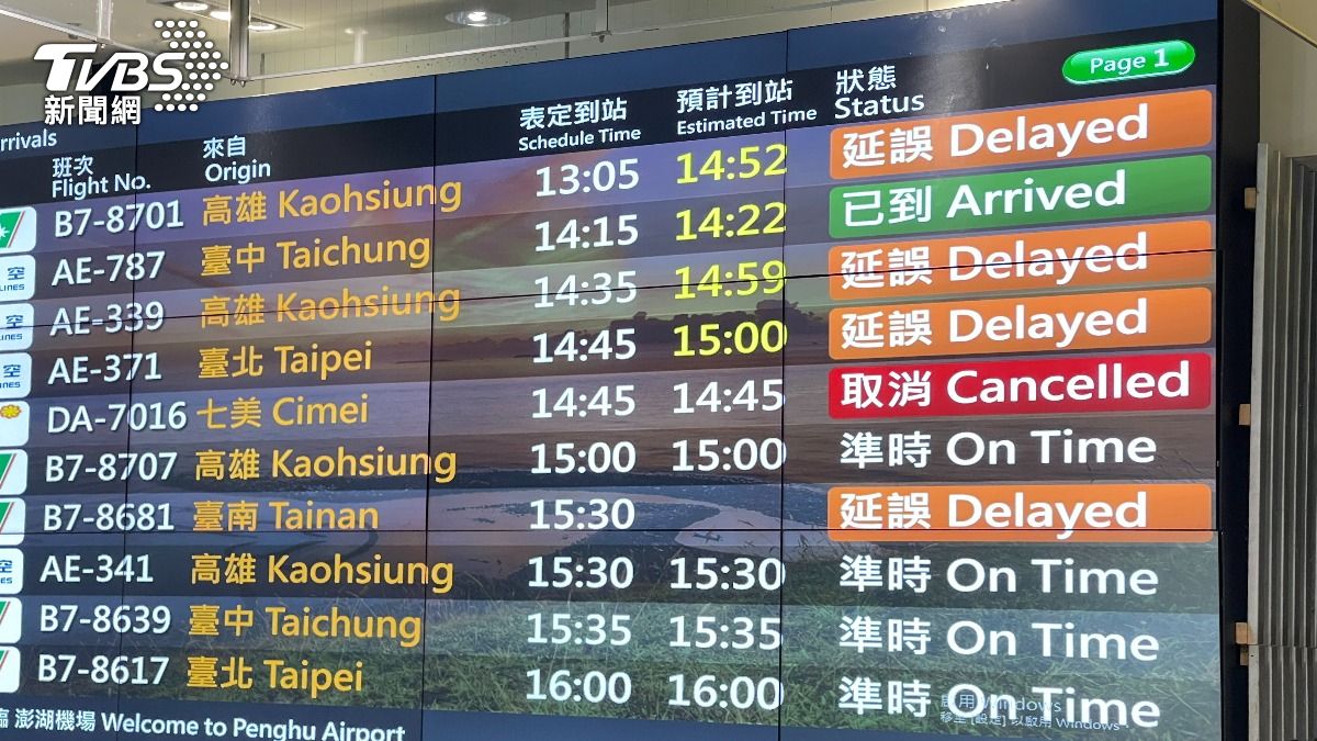 截至15時30分,另有3班航機受影響。(圖/TVBS)