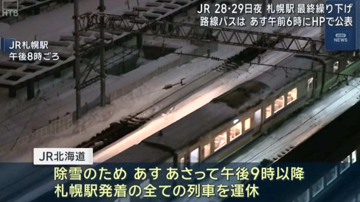 創紀錄大雪癱瘓交通!JR北海道札幌站「夜間列車停駛2天」