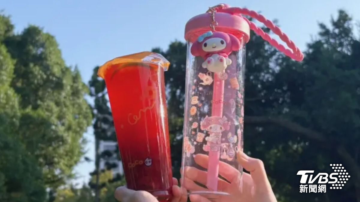 「CoCo都可」聯名「美樂蒂」推出粉嫩冷水杯。(圖片來源/業者提供)