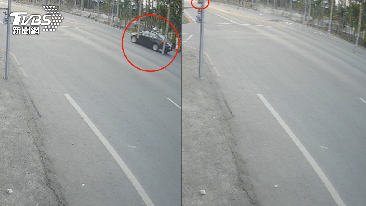 肇事黑車撞上機車騎士後,直接肇逃離開現場,留下滿地痕跡。(圖/TVBS)