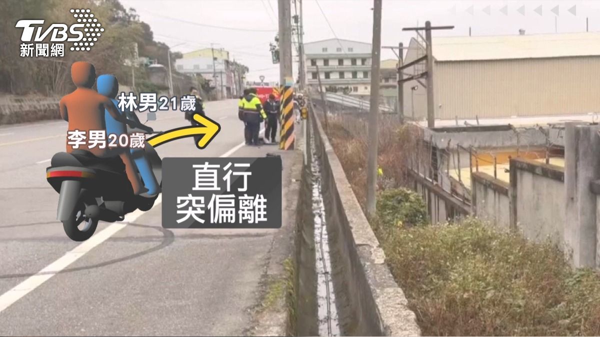 機車突偏撞電桿!男大生「掛鐵絲網」不治。(圖/TVBS)