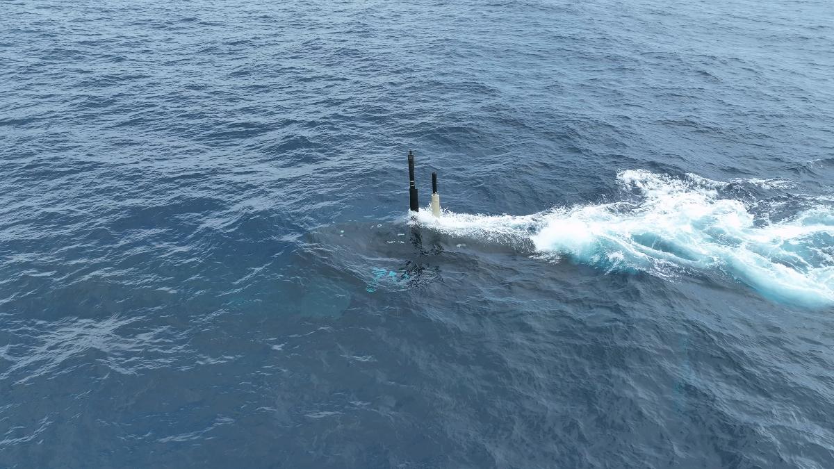 國造海鯤潛艦,於1/29、30連兩日進行「淺水潛航測試」。製造商台船公司於30晚間公布海鯤艦下潛入水影像。(圖/台船公司)