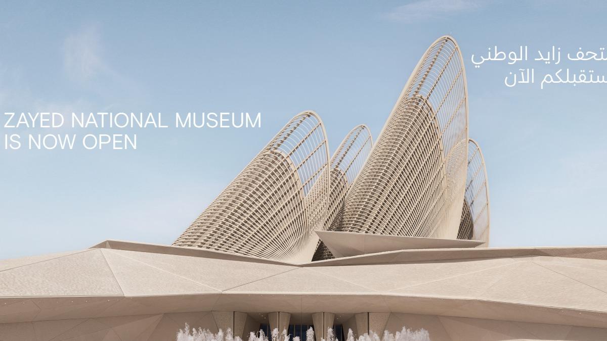 五座巨大的鋼製羽翼劃破薩蒂亞特島的天際線。(圖/翻攝自Zayed National Museum臉書)