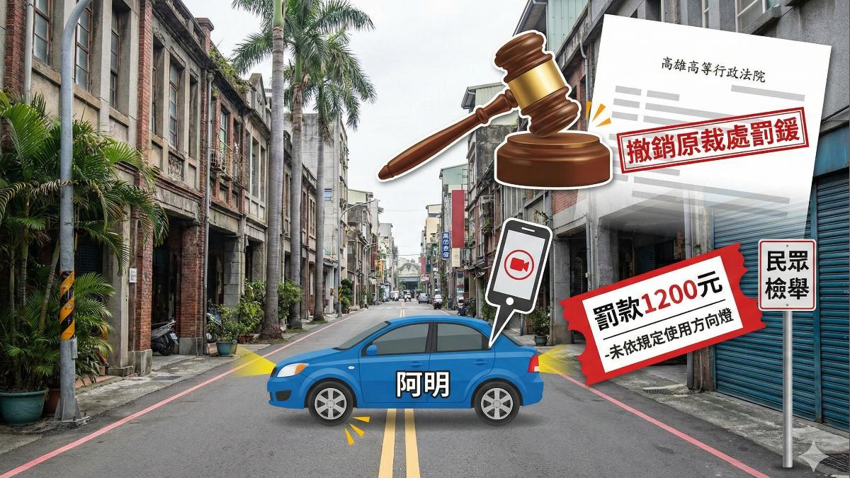 高雄一名男子駕車駛離自家地下車庫時，跨越分向線卻未打方向燈，遭開罰1200元。（示意圖／AI生成）