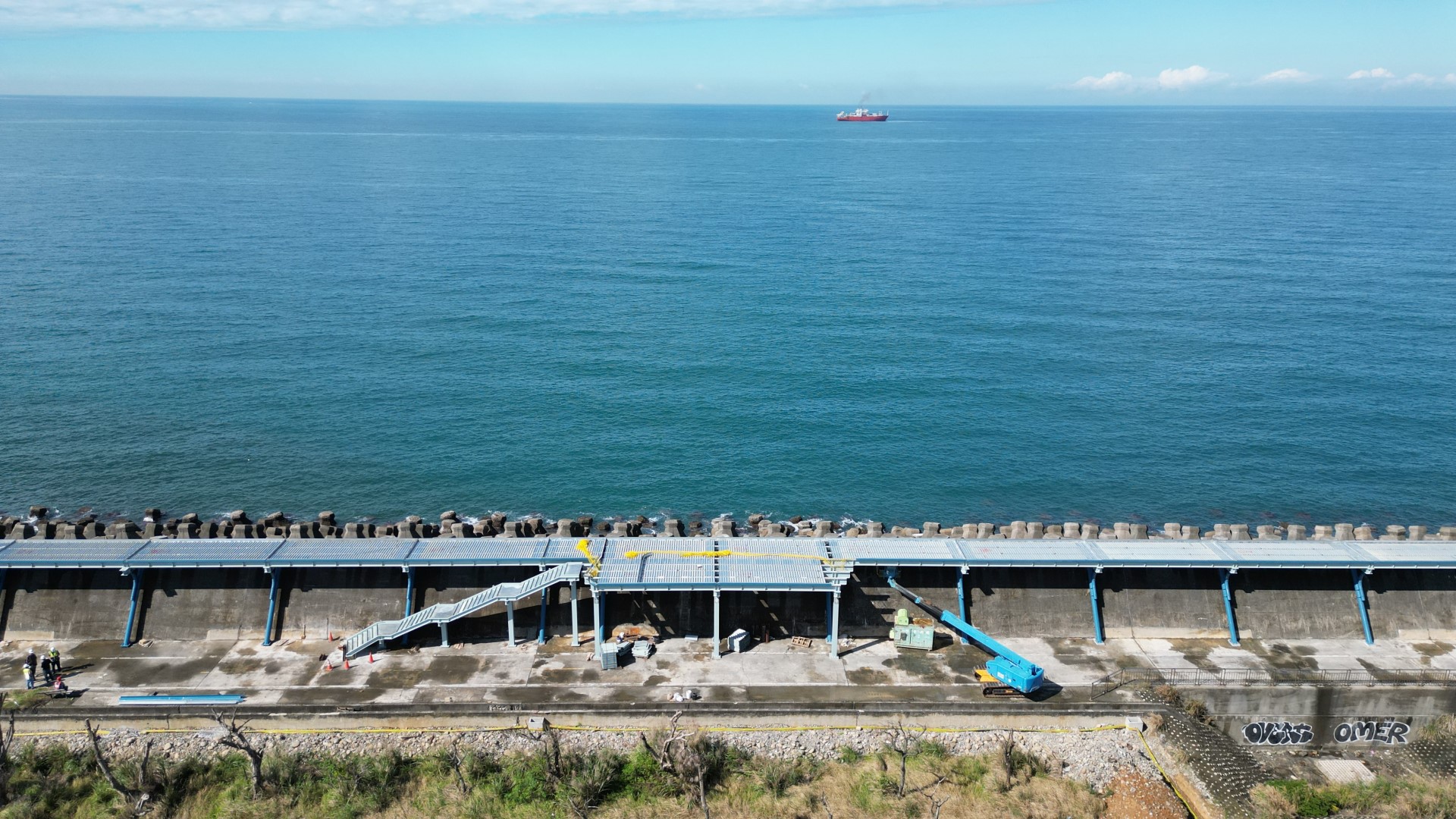 ▲淡水金色水岸海堤段工程將打造觀海自行車道-俯瞰圖。(圖片來源:新北市政府高灘地工程管理處)