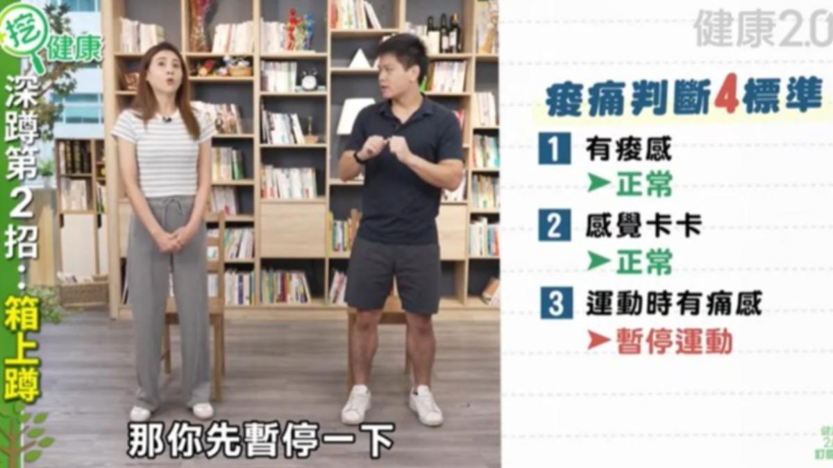 物理治療師提醒，運動完會痠痛很正常，但如果運動時會痛就要暫停運動。（圖／翻攝自健康2.0 YT）