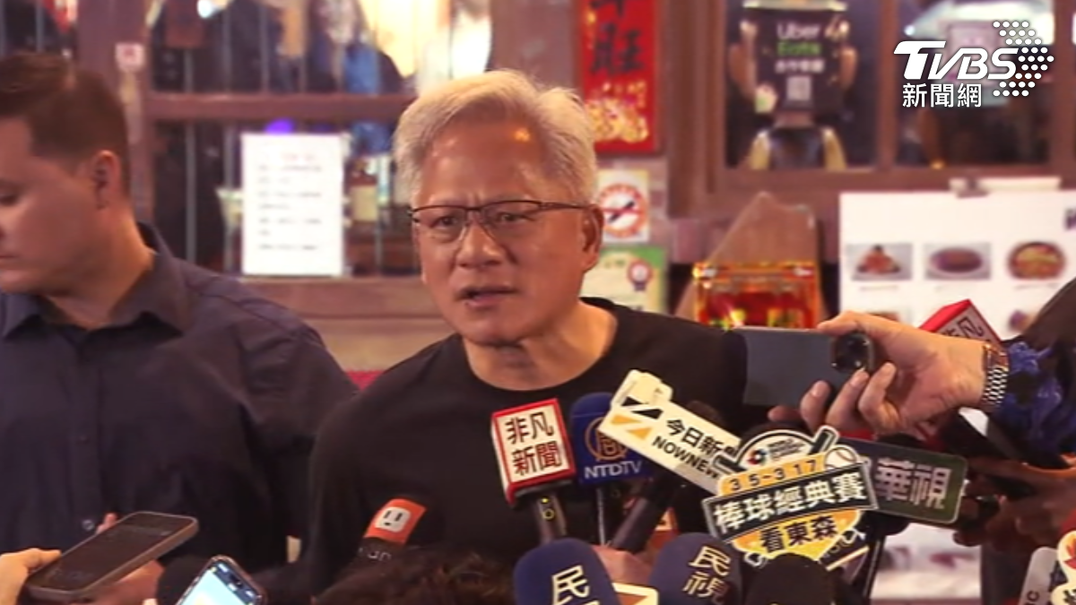 沒台灣就沒輝達,黃仁勳喊以台灣為榮。(圖/TVBS)