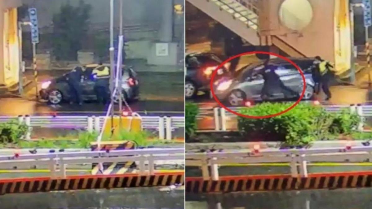 陳女開車拖行劉姓所長。（圖／翻攝記者爆料網）