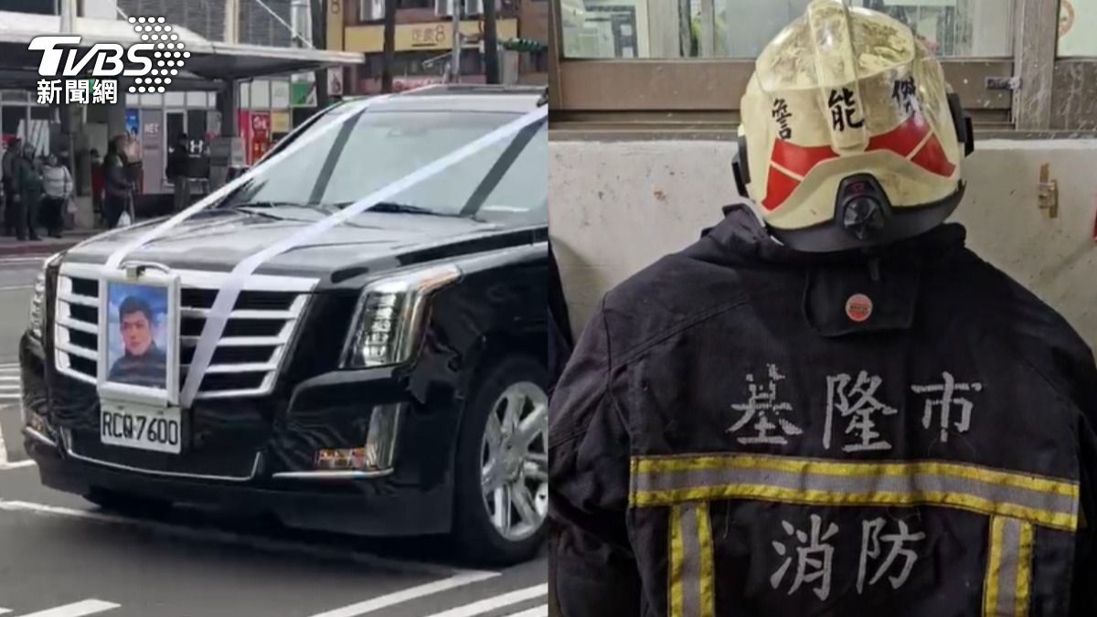 詹能傑移靈車隊至仁愛分隊最後巡禮。(圖/TVBS)