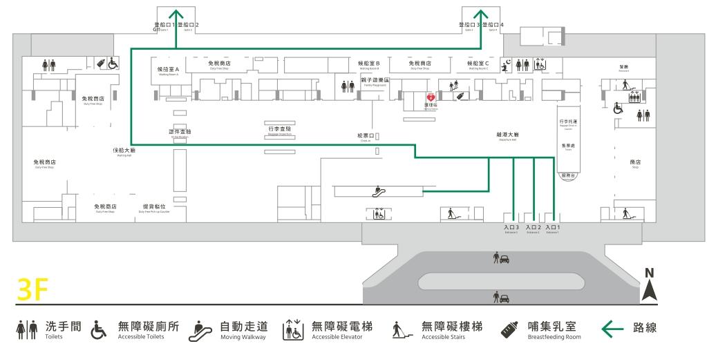 3樓出境動線圖。（圖／金門港務處提供）