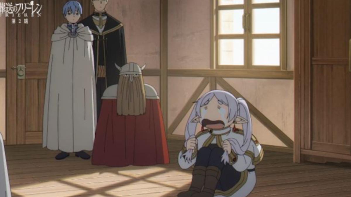 芙莉蓮大哭的場景成為名場面。（圖／翻攝『葬送のフリーレン』アニメ公式）