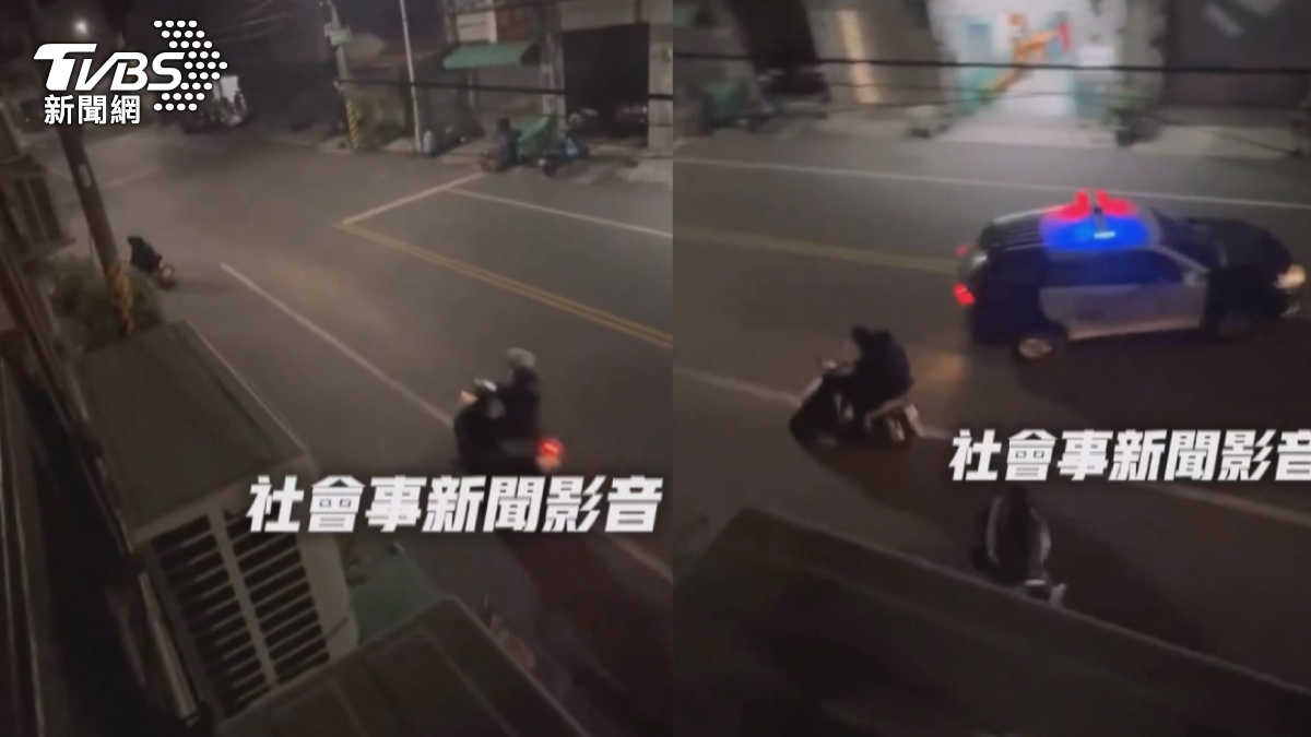 雙載的機車,見警方盤查不但不停,還鑽進小巷弄,線上警力動員圍捕約10分鐘後將人車攔下。(圖/翻攝社會事新聞影音)