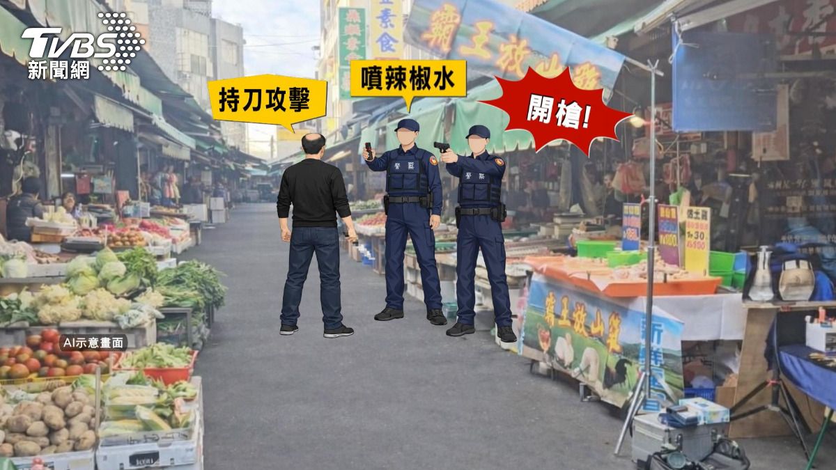 苗栗男借手機遭拒 持刀砍警遭擊斃。(圖/TVBS)