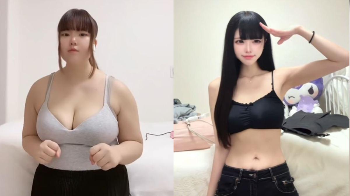 rori0714曝光減重前後對比。（圖／翻攝TikTok@rori0714）