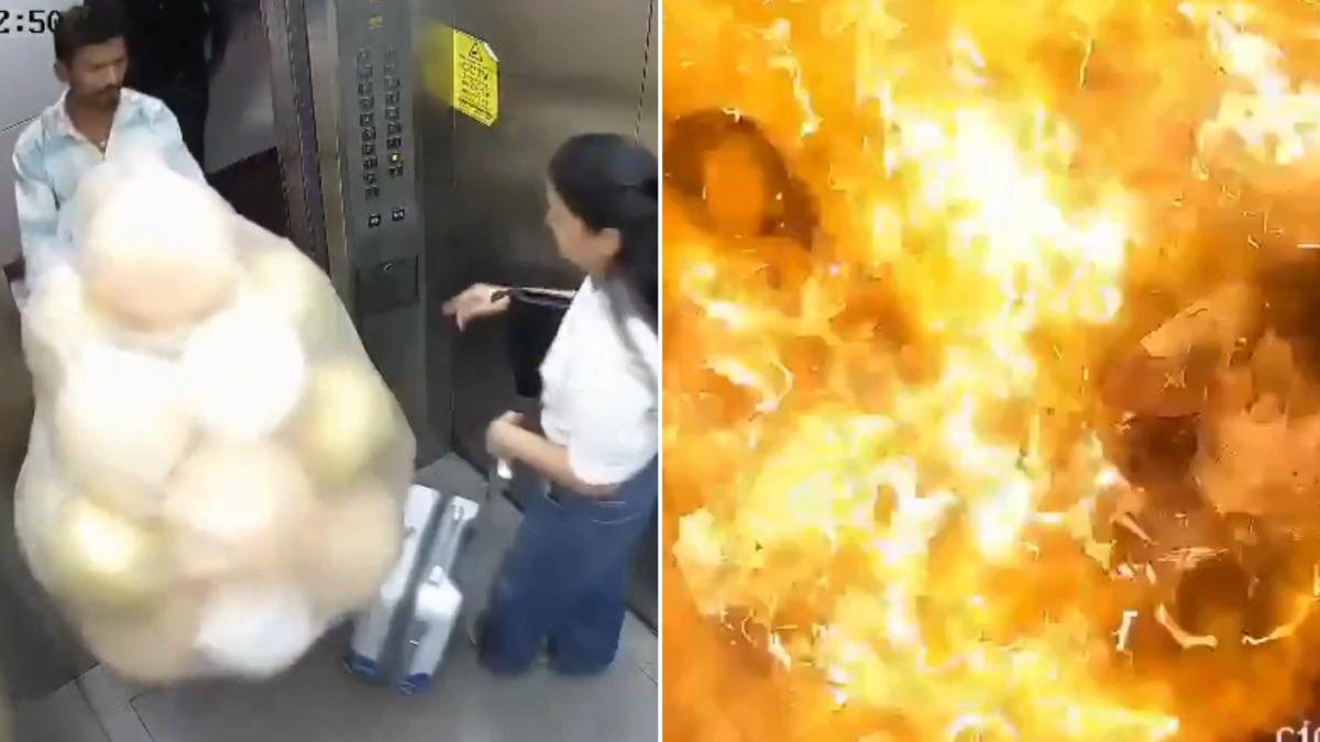 有片/印外送員帶慶生氣球進電梯 秒爆炸成「巨大火球」