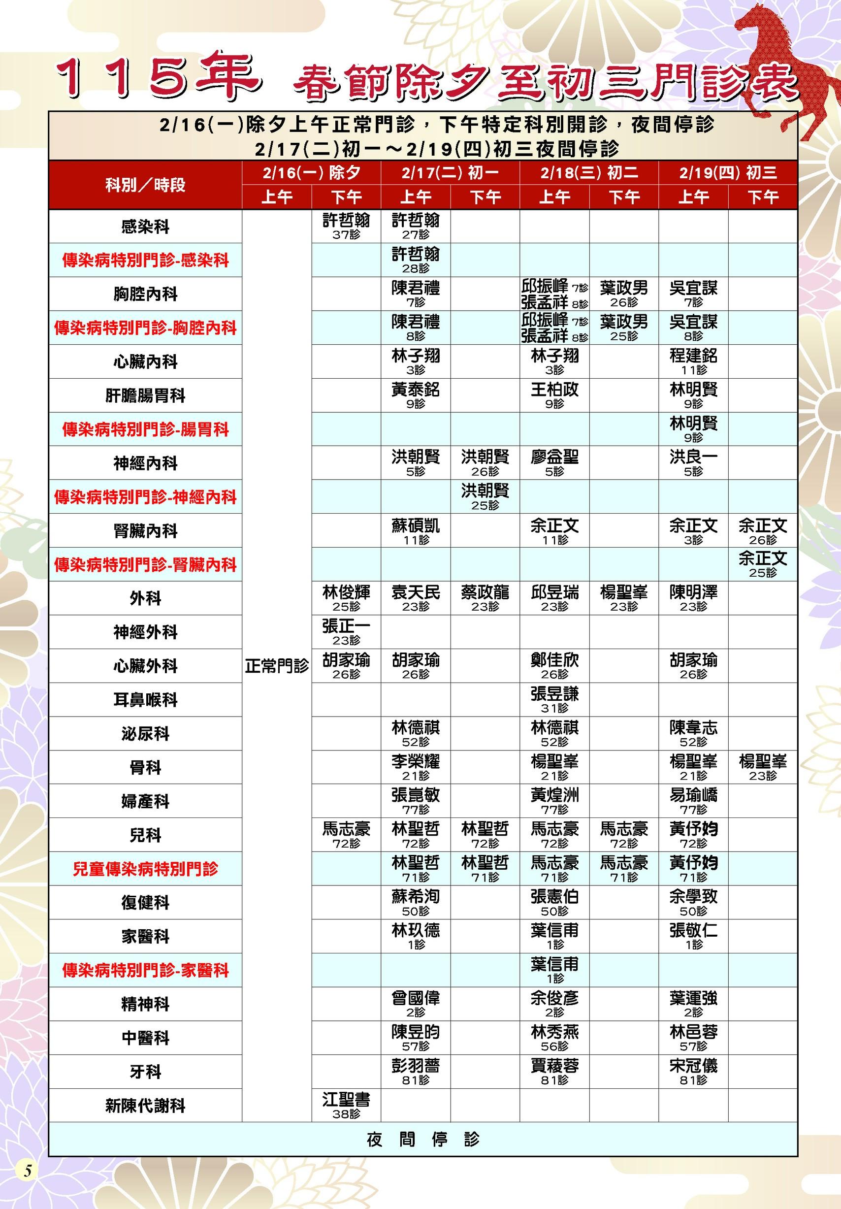 豐原醫院2026春節營業時間。(圖/豐原醫院提供)