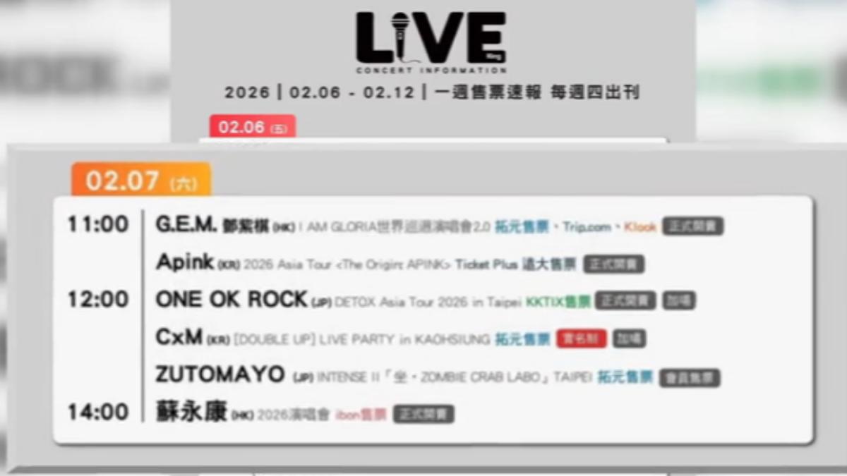 周末各大售票系統都在開賣演唱會門票。(圖/翻攝 LIVE王 - Live is life臉書)