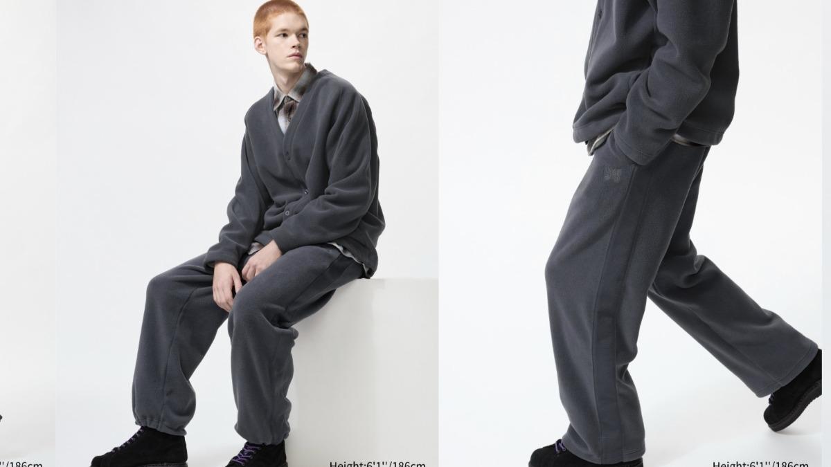 UNIQLO與Needles聯名推出的刷毛寬褲。(圖/翻攝自UNIQLO官網)