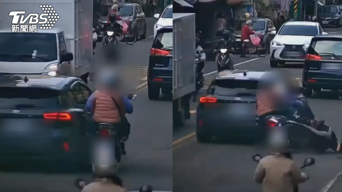 黑車超車撞70歲夫妻!雙載翻滾數圈倒地,目擊者嚇傻:躺直直。(圖/TVBS)