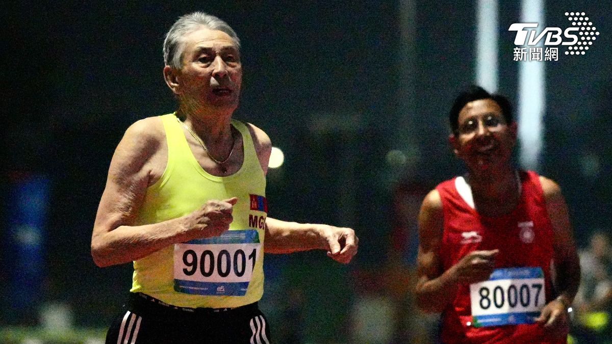 蒙古91歲爺爺策倫奪下100公尺金牌。（圖／區國強攝）
