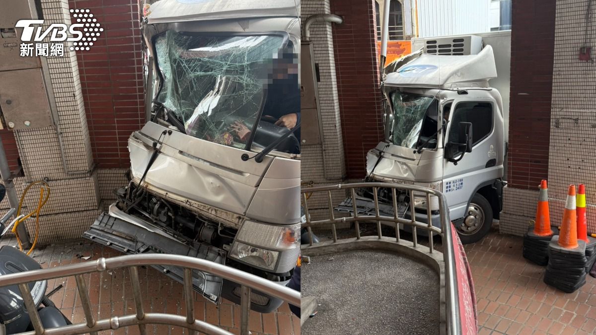 快訊/新竹貨車「猛撞派出所」!駕駛疑恍神釀禍 車頭全爛