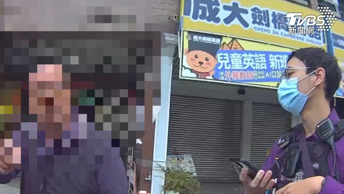 員警依法進行取締時,林姓男子下車後態度強硬,質問員警哪裡違規。(圖/TVBS)