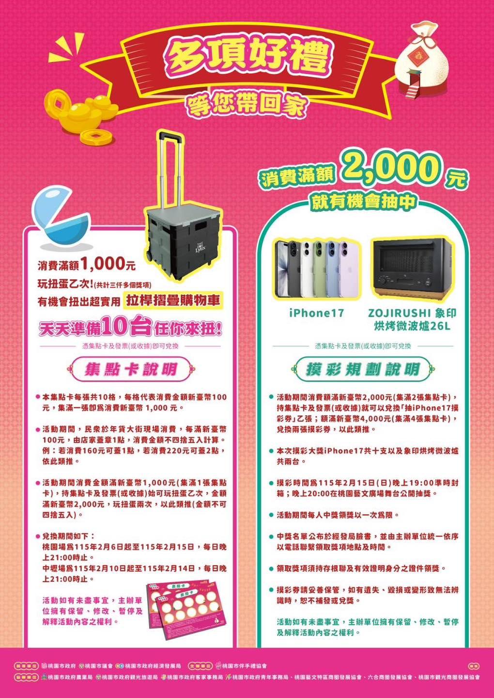 消費抽獎好禮曝光。（圖／桃園藝文特區商圈臉書）